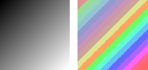 The active palette is applied to a gradient image