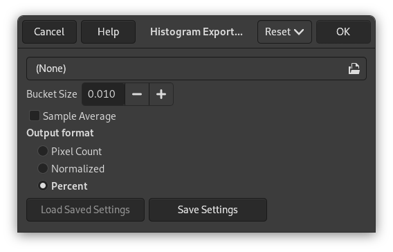 „Export Histogram“ options