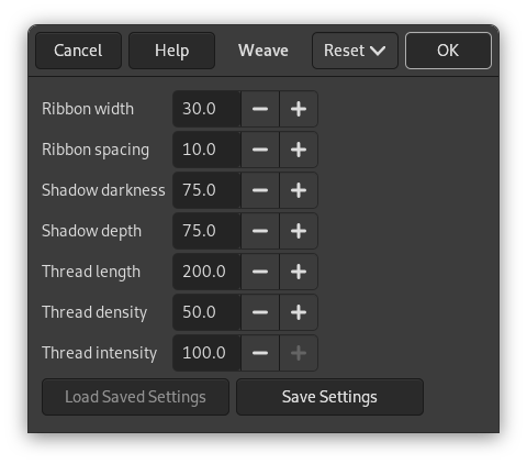 Opcions del filtre «Teixit»