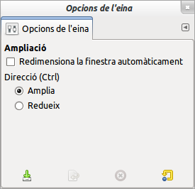 Opcions de l'eina Lupa