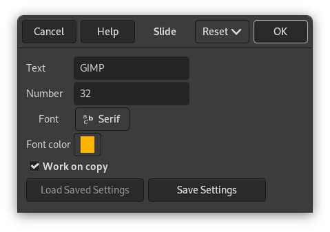 „Slide“ options