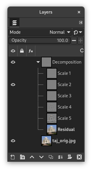 Example for „Wavelet decompose“ filter