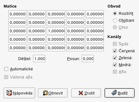 „Convolution matrix“ options