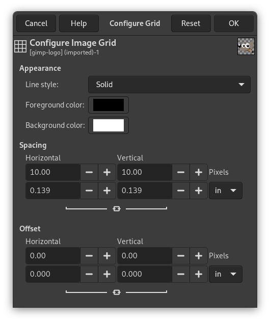 The „Configure Grid“ dialog