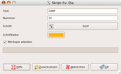 Eigenschaften des Filters „Dia“