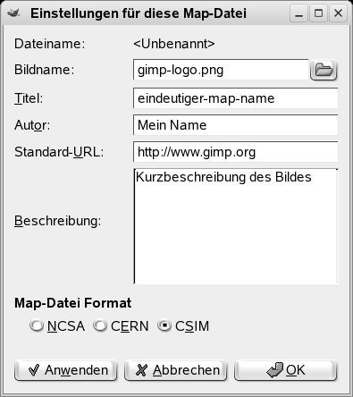 Editing the image map data