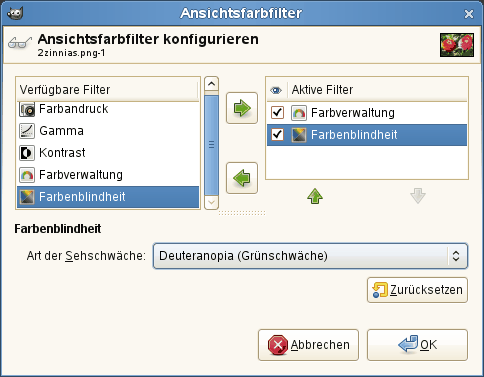 Simulation von „Farbenfehlsichtigkeit“