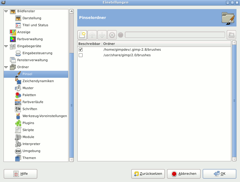 Brush Folders Preferences