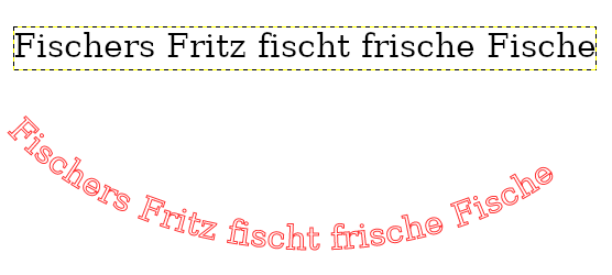 Beispiel für „Text am Pfad entlang“