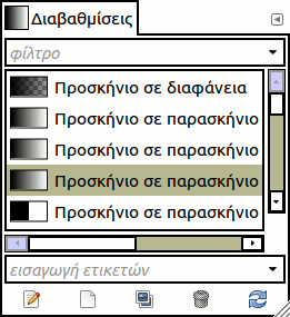 Το στιγμιότυπο δείχνει το διάλογο διαβαθμίσεων