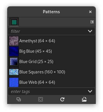 The Patterns dialog