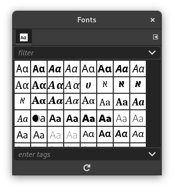 The Fonts dialog