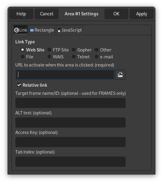 Editing an image map area