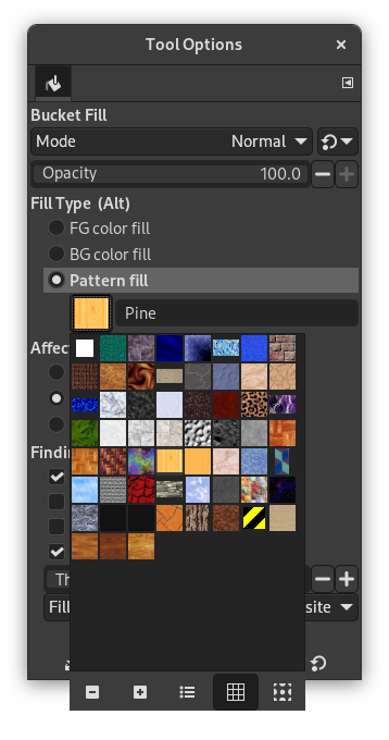 The checked box for use a pattern