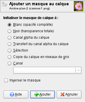 La fenêtre de dialogue « Ajouter un Masque de Calque »