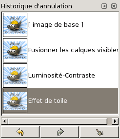 La fenêtre « Historique d’annulation »