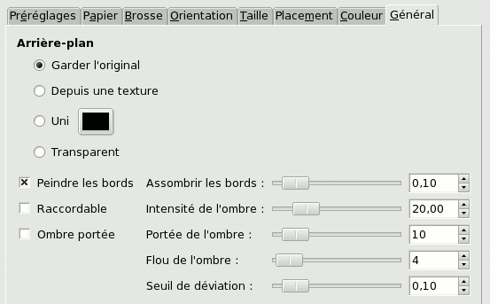 Options de l’onglet « Général »