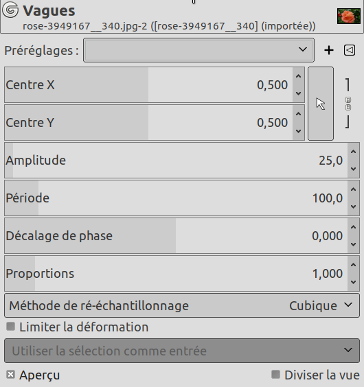 Options du filtre « Vagues »