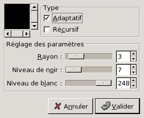 Options du filtre « Antiparasites »