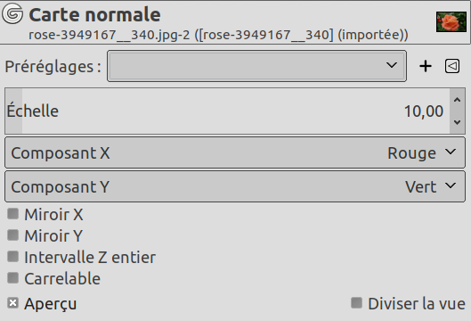 Options du filtre « Carte normale »