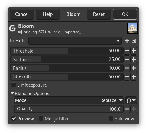 « Bloom » filter options