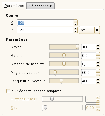 Options du filtre « Éblouissement graduel » (Paramètres)