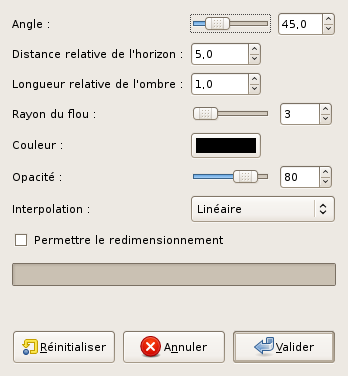 Options du filtre « Perspective »