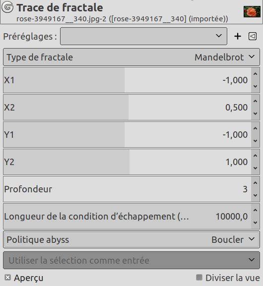 Options du filtre « Fractaliser »