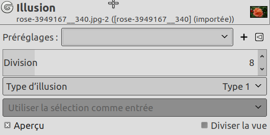 Options du filtre « Illusion »