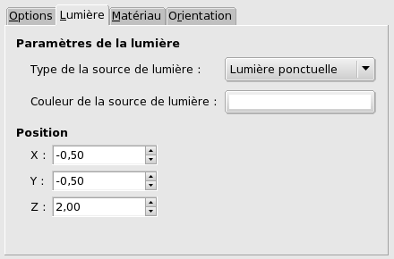 Onglet Options Lumière du filtre « Plaquer sur un objet »