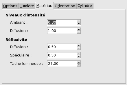 Onglet options Matériau du filtre « Plaquer sur un objet »