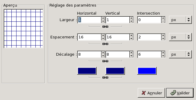 Options du filtre « Grille (ancien) »