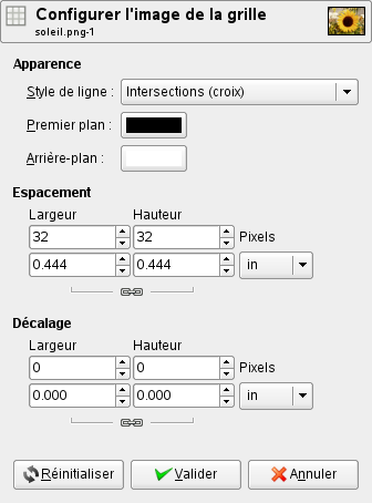 La fenêtre de dialogue « Configurer la grille »