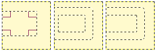 Bordure de sélection avec ou sans « Les zones sélectionnées continuent en dehors de l’image ».