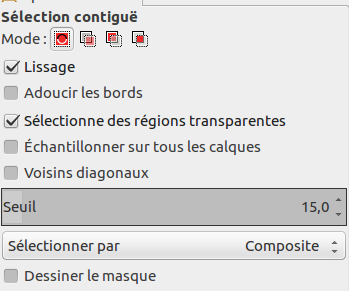 Tool Options for the Fuzzy Select tool