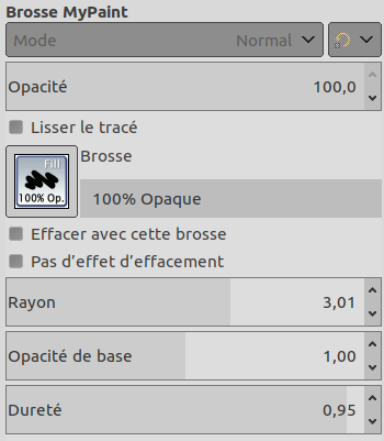 Options de l’outil Brosse MyPaint