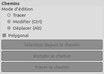 Options de l’outil « Chemin »