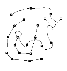 Aspect d’un chemin manipulé avec l’outil Chemin.