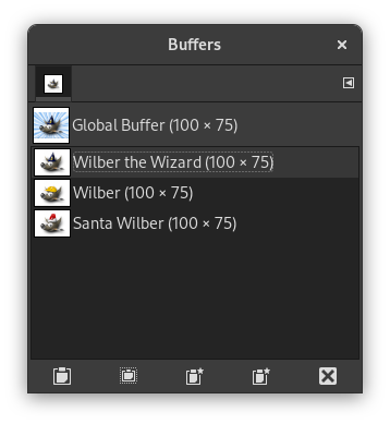 The Buffers dialog (as a list)