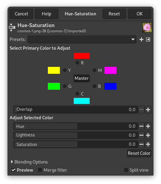 Hue-Saturation Options