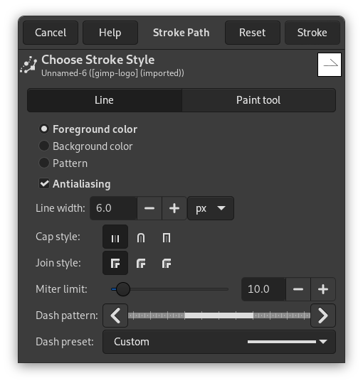 The Stroke Path dialog