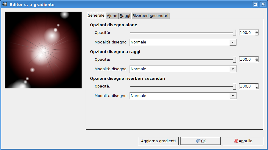 Opzioni di «Modifica del chiarore a gradiente» (generale)