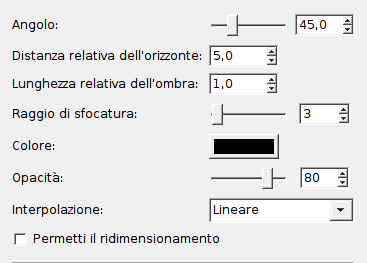 Opzioni del filtro «prospettiva»