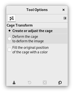 Cage Transform Tool options