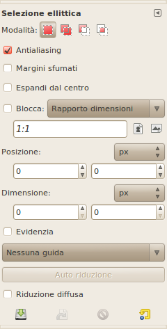 Le opzioni strumento per la selezione ellittica