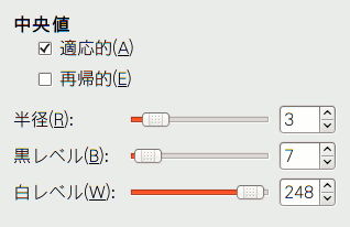 「ノイズ除去」フィルターのオプション