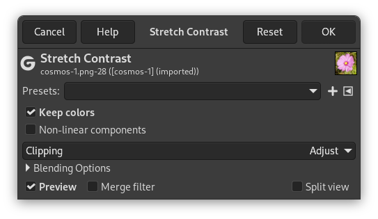 「Stretch Contrast」 settings