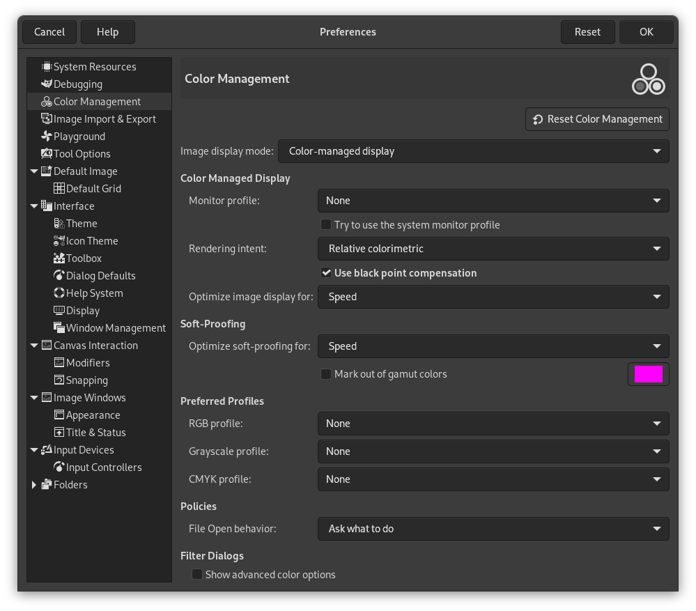 Color Management Preferences