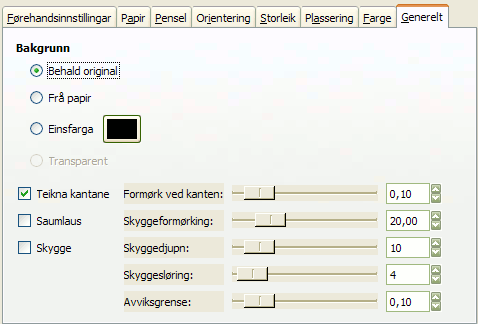 Innstillingane for «Generelt»