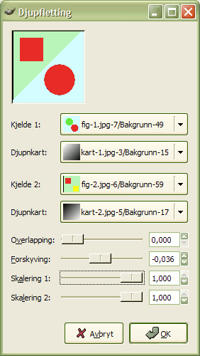 Innstillingane for filteret «Djupfletting»